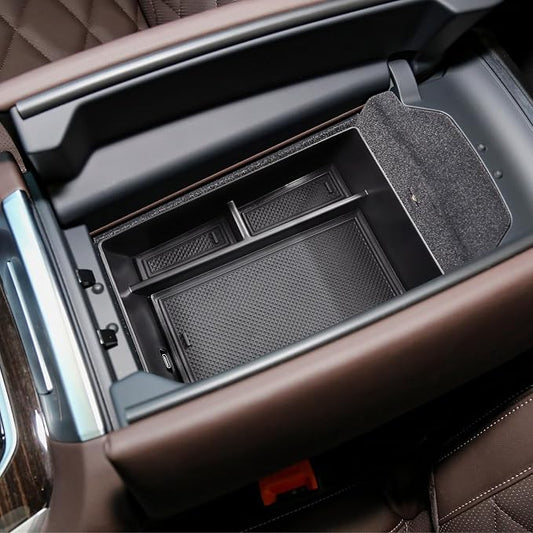 Center Console Organizer Tray Compatible with BMW X5 G05/ X6 G06/ X7 G07 Accessories, X5 G05/ X7 G07 2019-2024 2025 2026, X6 G06 2020-2024 2025 2026 Secondary Storage Armrest Glove Box, Black
