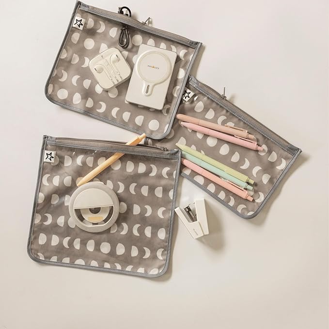 Tiny Twinkle Diaper Bag Organizing Pouches|3 Pack Mess-Proof Clear Front Travel Organizer Bags&TSA Approved Toiletry Bag Set for Baby and Mom Essentials
