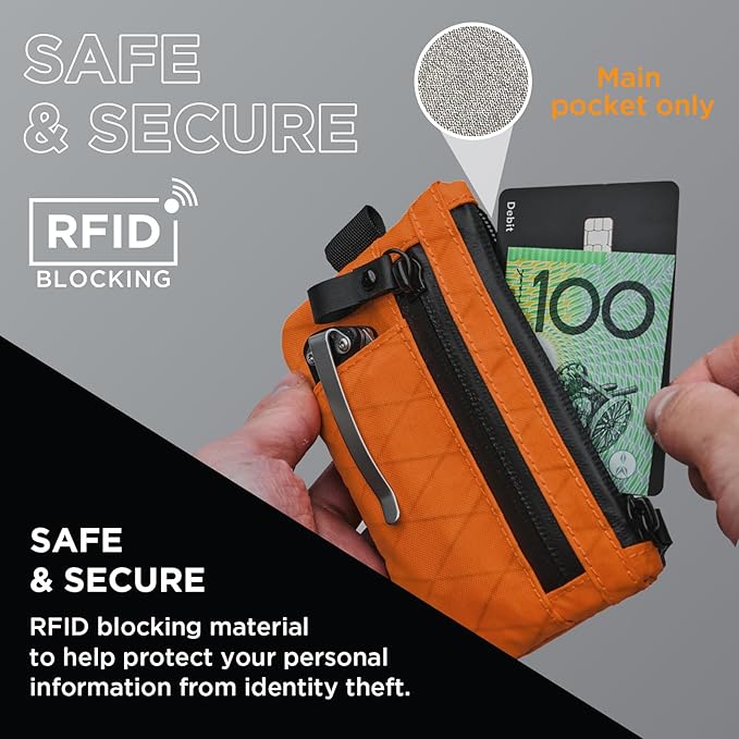 ALPAKA Zip Pouch Pro - Minimalist Zipper Wallet - with RFID Blocking ID Card Holder Wallet with Zipper for Men with Multi-tool Slot