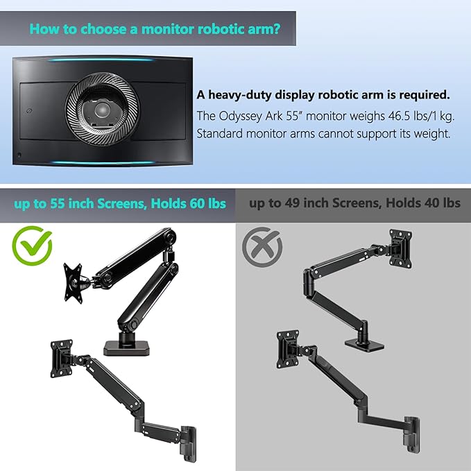Odyssey Ark 55 VESA Adapter compatible with Samsung 55" Odyssey Ark 2nd Gen LS55CG970NNXGO LS55BG970NNXGO Curved Monitor, 200*200mm VESA Mount