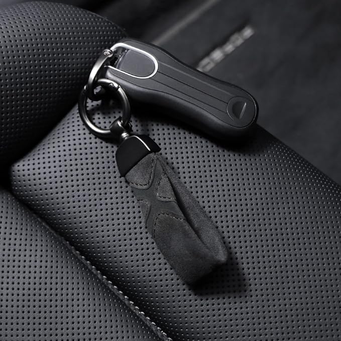 BETTERHUMZ Leather Suede Car Keychain,Key Chain Clip for Alcantara, Anti-Lost D-Ring for Men and Women Car Accessories