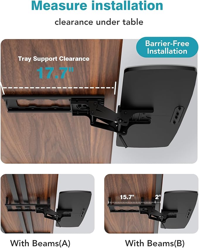 Keyboard Tray Under Desk with Storage Drawer, Height Adjustable Keyboard Tray Slide Out 360° Swivel Tilt, Ergonomic Under Desk Mount Keyboard & Mouse Pad Lighting for Gaming Home Office