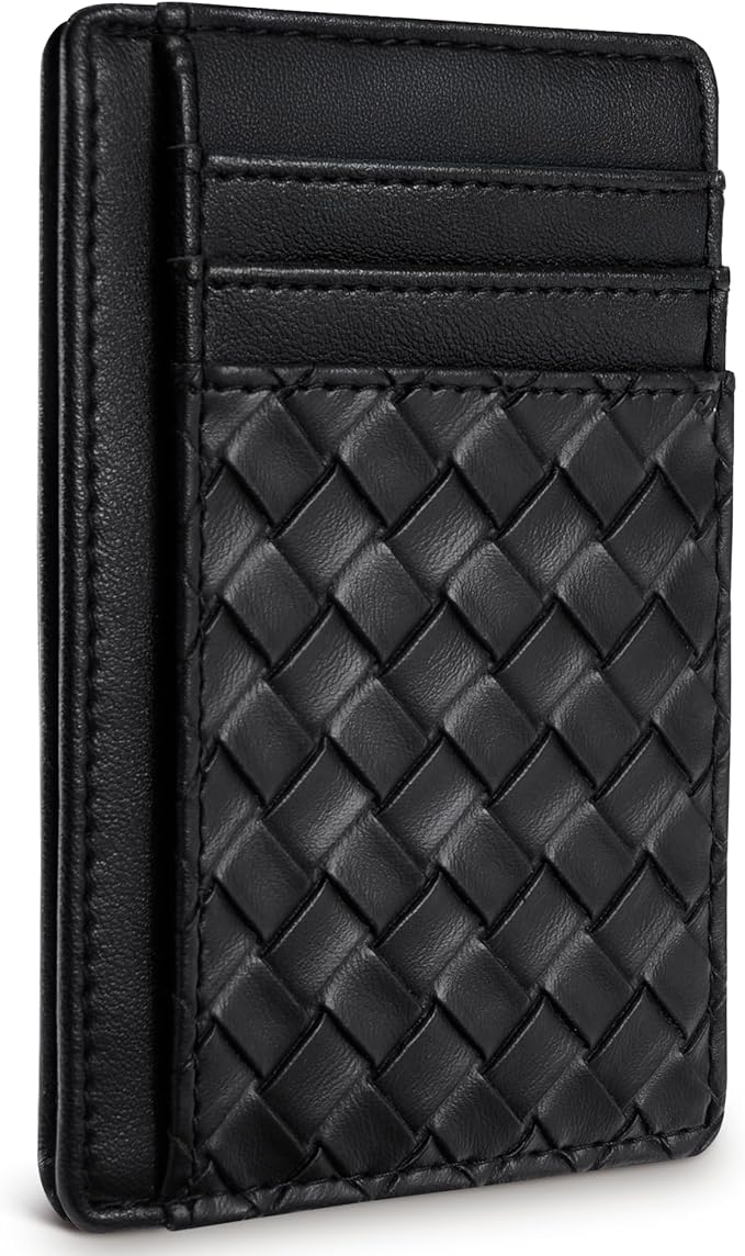 Travelambo Front Pocket Minimalist Leather Slim Wallet RFID Blocking Medium Size