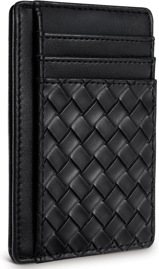Travelambo Front Pocket Minimalist Leather Slim Wallet RFID Blocking Medium Size