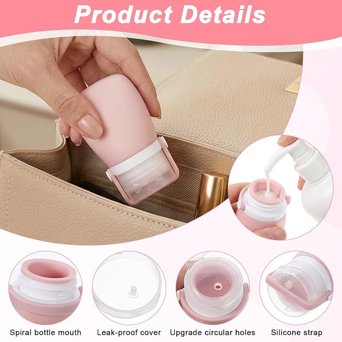 5 Pack 1oz Silicone Travel Bottles, Leak Proof Squeeze Bottle with Brush, Reusable Refillable Lotion Bottle for Toiletries, Shampoo, Conditioner, Lotion, Salad Dressing, Travel-Size Containers