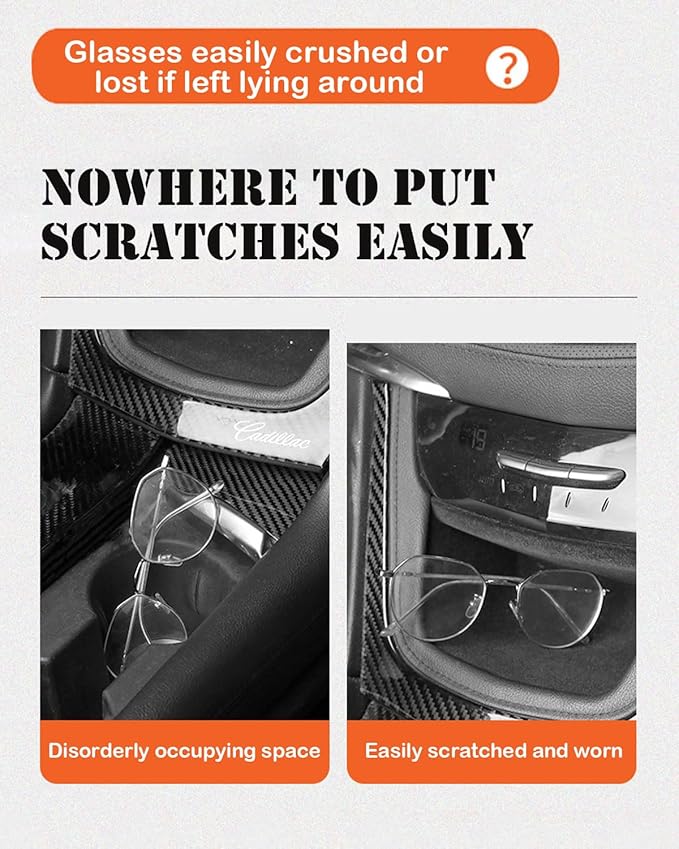 Sunglasses Holder for Car Visor, Magnetic Leather Glasses Eyeglass Clip, With Ticket and Pen Clip (Orange)