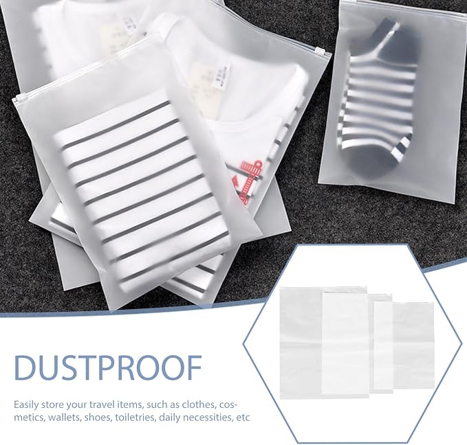 10Pcs Waterproof Travel Clothes Packaging Bags Zipper Sealed Storage Pouches for Garment Socks Underwear Organizer, Dustproof Packing Organizers for Suitcases (24X35Cm, 28X40Cm,