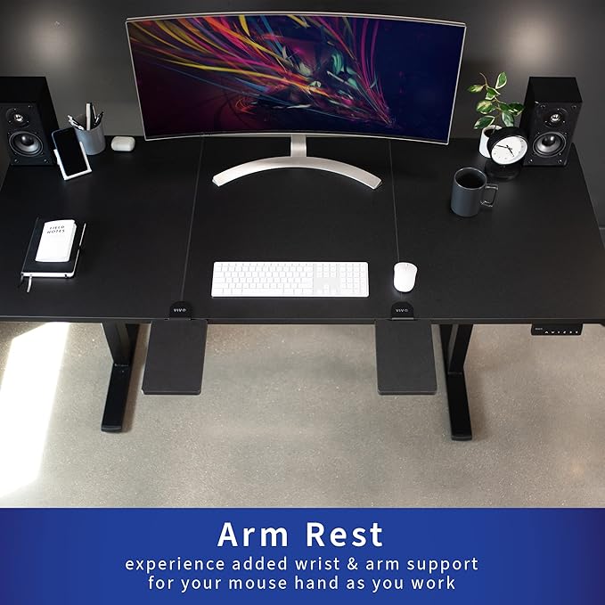 VIVO Clamp-on 6 x 9 inch (11 Including Clamps) Desk Extender, Wrist Support, Armrest Tray, Table Mount for Sit Stand Desks, Black, DESK-EXT09