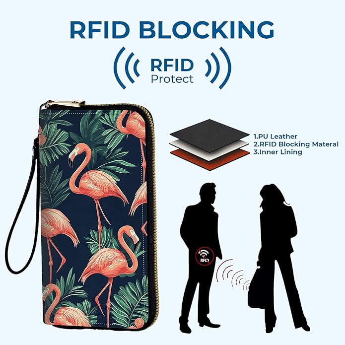 Wristlet Wallet for Women, RFID Blocking Phone Wallet, Large Capacity Zip Around Clutch, Fits iPhone 15 Pro Max, Travel Organizer Purse