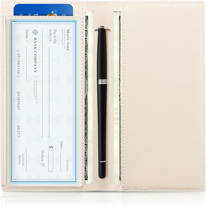 CoBak Premium Leather Checkbook Cover - RFID Blocking, Classic Design, Slim & Durable - Perfect for Personal & Business Checks