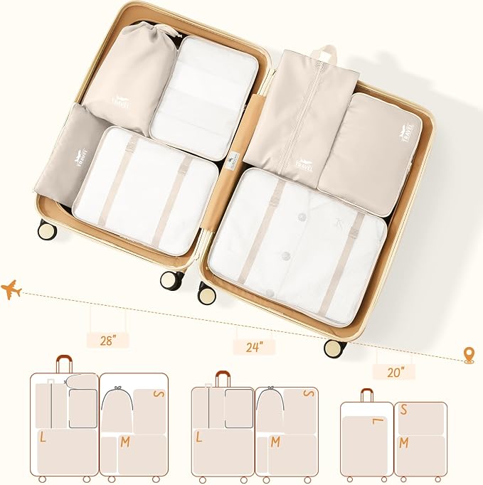 8 Set Packing Cubes for Travel Suitcase Organizer Bags Luggage Packing Cubes Set Travel Essentials Accessories Gifts for Women