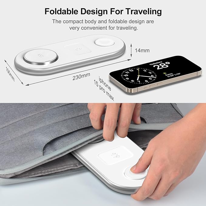 3 in 1 Charging Station for Apple - Faster Mag-Safe Charger Stand for iPhone - Magnetic Wireless Charger Station for iPhone 17/16/15/14/13/12 Series, Apple Watch Series, AirPods Pro (White)