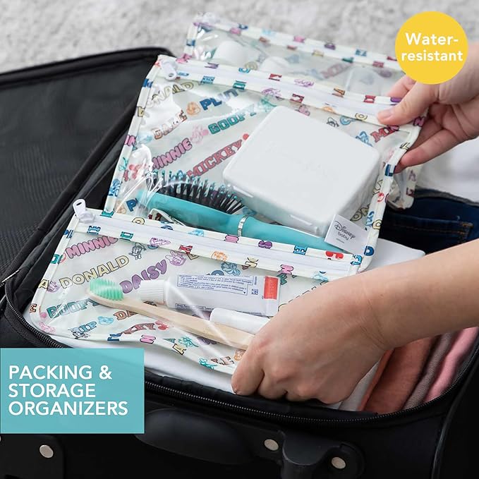 Bumkins Travel Bag, Toiletry, TSA Approved Packing Pouch, Zip Bag, Quart Size Airline Compliant, Clear-Sided, Set of 3 Sizes