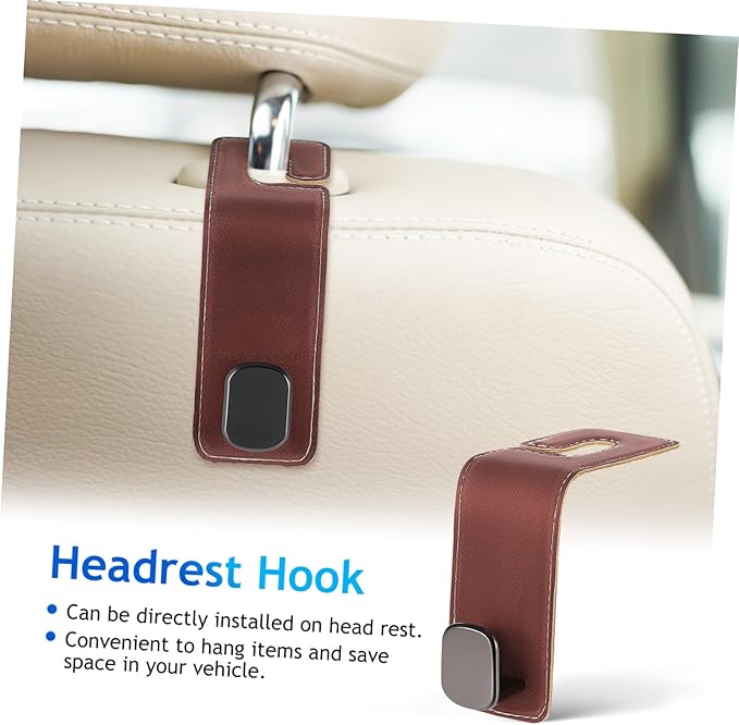 SOLUSTRE 2pcs Heavy-duty Metal Car Hooks for Headrest Purse Hanger Car Interior Accessories Easy Setup Stylish Organizer