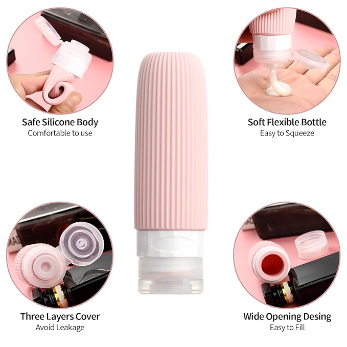 Mrsdry 16 Pack Travel Bottles for Toiletries, Oversize Silicone Travel Containers jar for Toiletries, Leak Proof Refillable Liquid Shampoo And Conditioner Travel Essentials toiletry Bottles