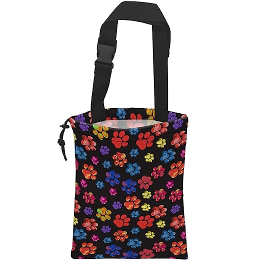 Car Trash Bag Rainbow Animal Paw Print Car Garbage Bag Hanging Car Trash Can for Back Seat with Drawstring