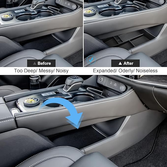 2021-2026 Rogue Center Console Organizer Lower, for Nissan Rogue (S/SV/SL/Platinum/Rock Creek/Dark Armor), Durable ABS &Anti-Slip Rubber Console Tray Insert 2026 2025 Rogue Accessories (Black)