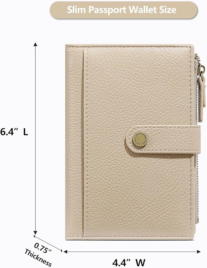 Slim RFID Blocking Passport Holder Wallet,PU Leather Travel Card Organizer,Lightweight Passport Case for Women Men (Apricot)