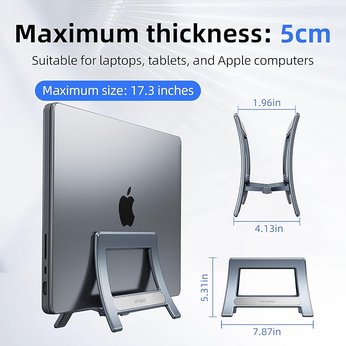 Vertical Laptop Stand for Desk, Gravity Auto Lock MacBook Stand,ABS Plastics Laptop Holder Vertical Compatible with MacBook Pro, Air,Tablet, Space-Saving Organize Work & Home Office(Gray)