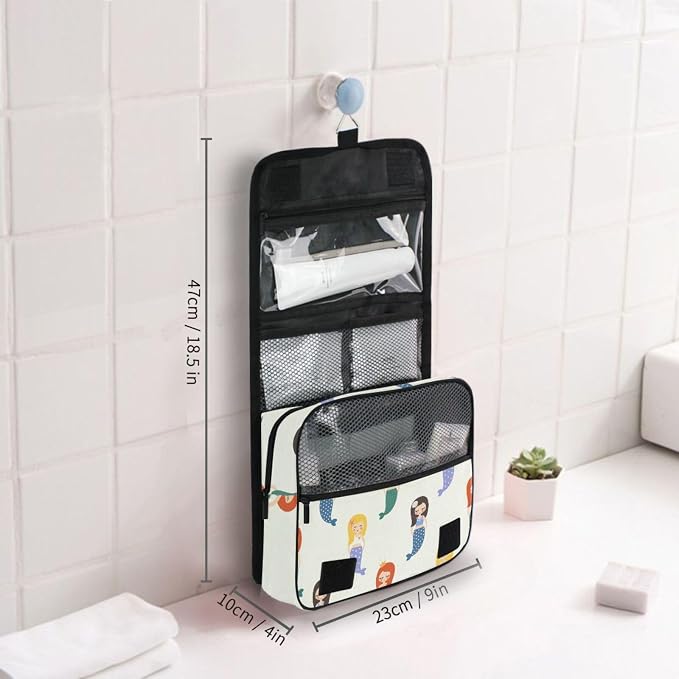 senya Hanging Travel Toiletry Bag Kit Makeup Case Cosmetics Organizer for Men Women (Colorful Mermaid)