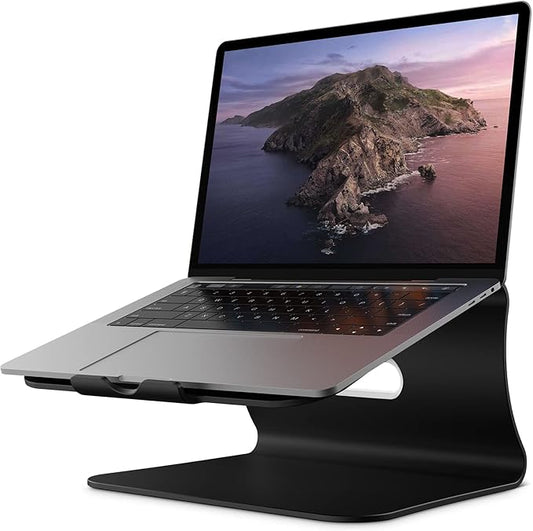 Laptop Stand, Aluminum Notebook Holder Riser Heat-Vent for MacBook Air/Pro, Dell, HP, Lenovo, Microsoft Surface, Samsung 11-16 inches Notebook (Black)
