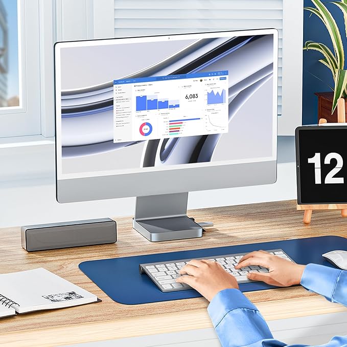 USB C Hub for iMac 24 inch 2021/2023/2024, Minisopuru iMac Hub Support M.2 NVMe SSD, i Mac Accessories for iMac M1/M3/M4, i-Mac Adapter with USB A/C 10Gbps, SD/TF, M.2 SSD (Not Included), Silver