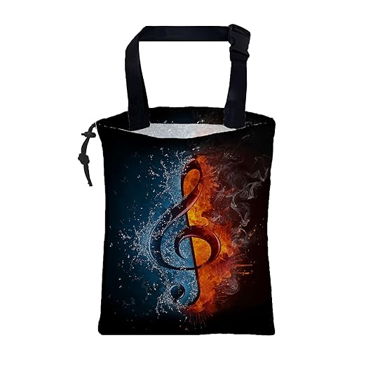 Car Trash Bag Music Note in Fire and Water Leak-Proof Waterproof Car Garbage Bag with Drawstring Foldable Canvas Trash Bin with Adjustable Buckle for Car Accessories, Travelling, Camping