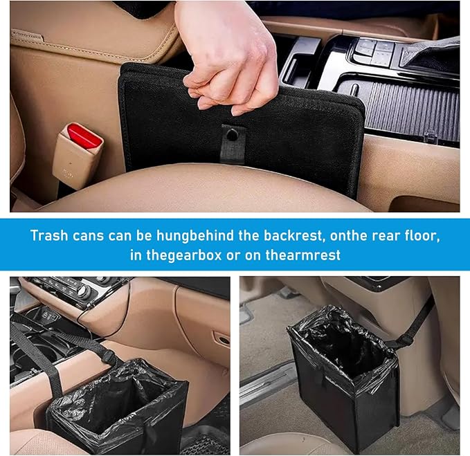 Foldable Car Trash Can, Waterproof Large Capacity Automotive Hanging Trash Bin, Leakproof Auto Garbage Bag Storage Container for All Vehicles, Interior Car Accessories (Small)