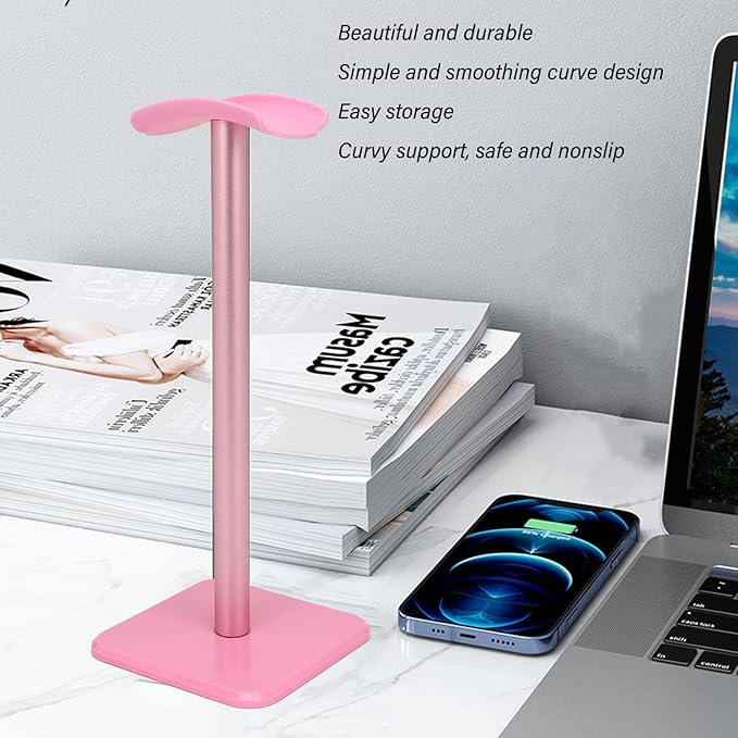 VBESTLIFE Headphone Stand, Headset Holder Earphone Stand with Aluminum Supporting Bar, for All Headphones Size for PC Gaming Headset Display & Headphones ()