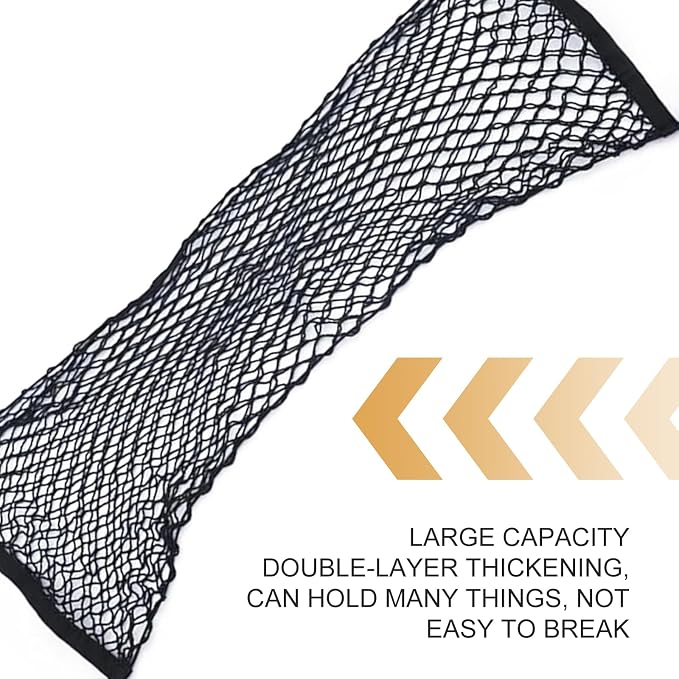 Car Cargo Net, Heavy Duty Elastic Trunk Organizer Net with Hooks 43.31" x 15.75" Double Layer, Universal for SUV Van Sedan (Black)
