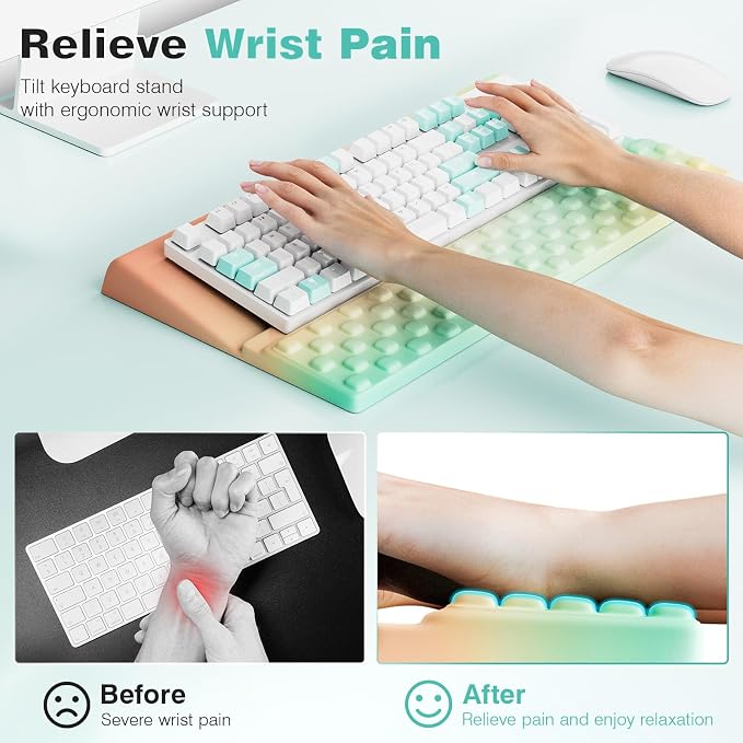 Ospelelf Keyboard Wrist Rest, Ergonomic Memory Foam Wrist Support for Typing & Gaming, Tilted Keyboard Pad, Aesthetic Desk Accessories for Office, Relief for Carpal Tunnel & Wrist Pain, Autumn