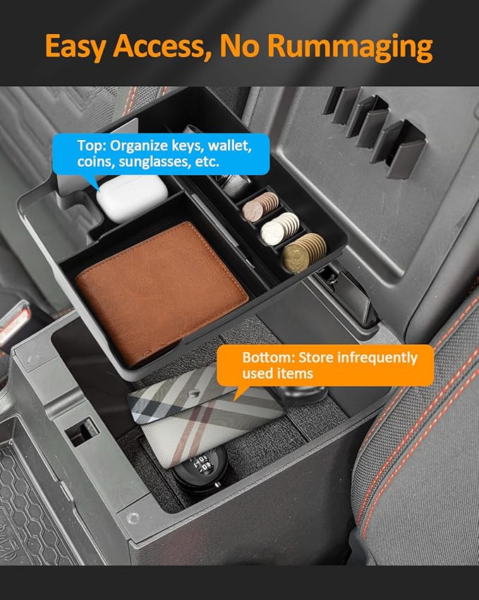 CDEFG 2022 2023 Ni*ssan Frontier SR5, SR5 S, SV, Midnight Edition, Pro-X and Pro-4X Center Console Organizer Tray Armrest Storage Box Insert (white)