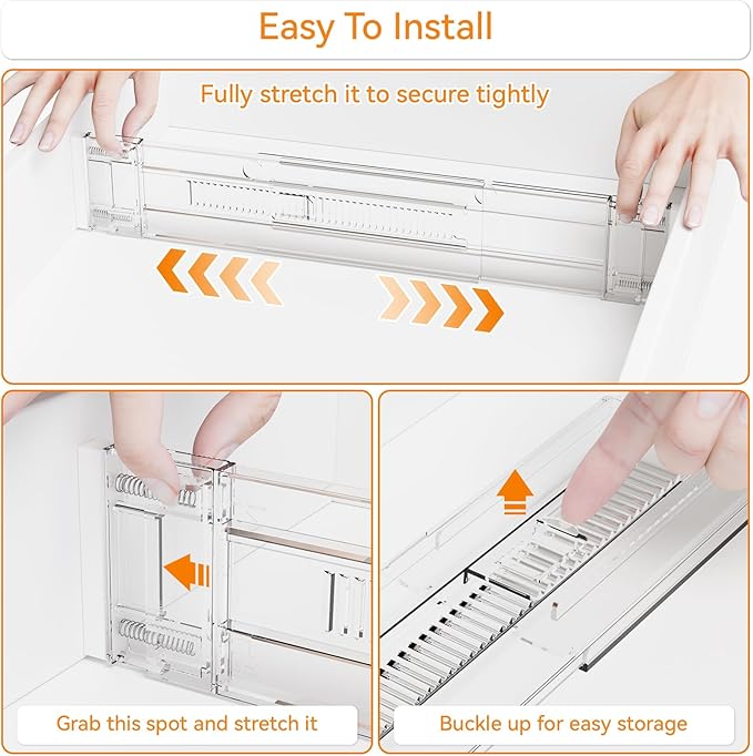 Yieach 4 Pack 3.2 Inch Shallow Acrylic Drawer Dividers for Clothes,Expandable Deep Dresser Dividers From 15 to 21'',Adjustable Drawer Separators for Dresser,Nursery and Baby Clothing,Sock,Underwear