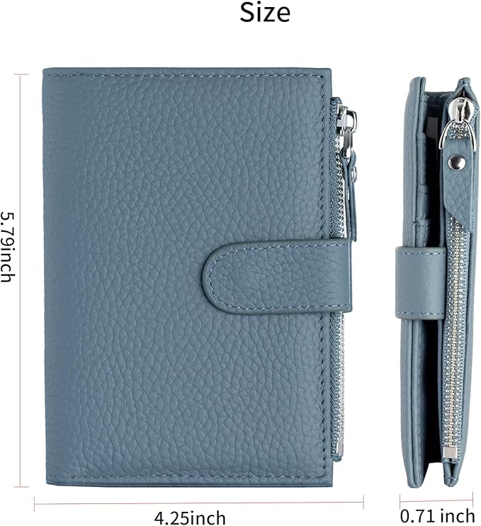 Passport wallet and Card Slot Combo RFID Blocking Slim Leather Travel Passport Wallet for Men and Women with Zippered Coins Pocket Passport holder, Blue
