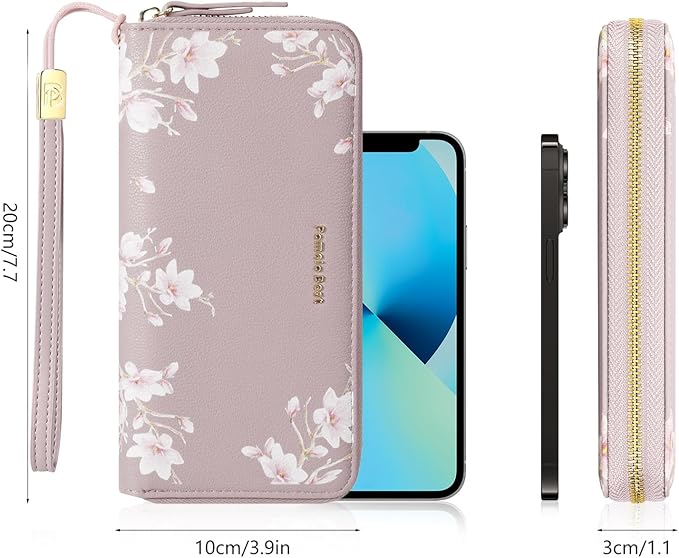 Pomelo Best Womens Wallet RFID Blocking Leather Multi Credit Card Large Capacity Wristlet Zip Around Long Wallets for Lady