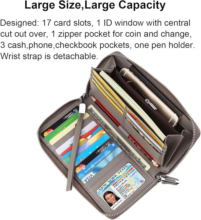 Lavemi Small Compact Women Wallet RFID Blocking Genuine Leather Bifold Purse with ID Windows