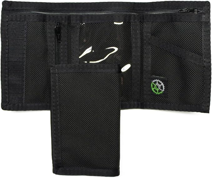 Sprocket Nylon Trifold Wallet with Zippered Coin Pocket & ID Window (Black Ballistic)