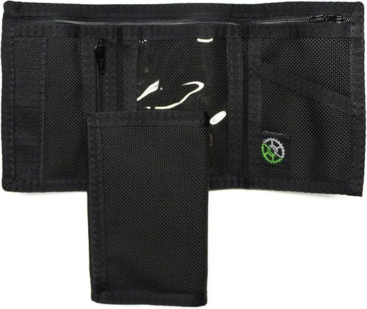Sprocket Nylon Trifold Wallet with Zippered Coin Pocket & ID Window (Black Ballistic)