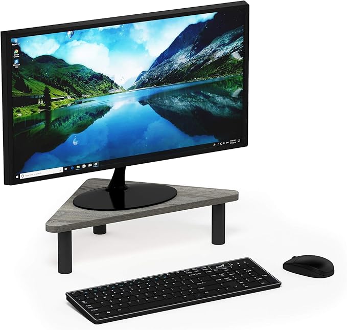 Furinno Turn-N-Tube Corner Monitor Riser Stand, French Oak Grey/Black