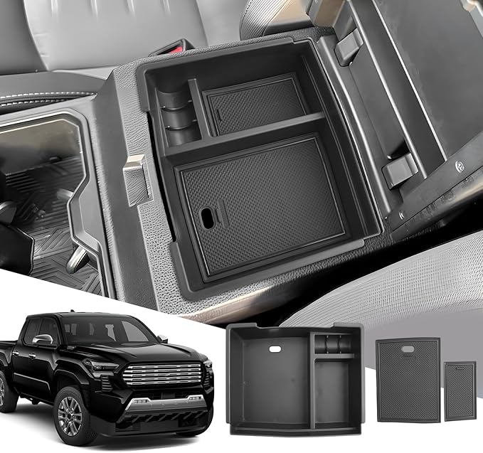 SXCY for 2024 2025 2026 Toyota Tacoma Center Console Organizer for 2024 2025 2026 Tacoma Accessories for 2024-2026 Toyota Tacoma Console Organizer Tray 2026 Tacoma Limited Accessories (w/USB Hole)