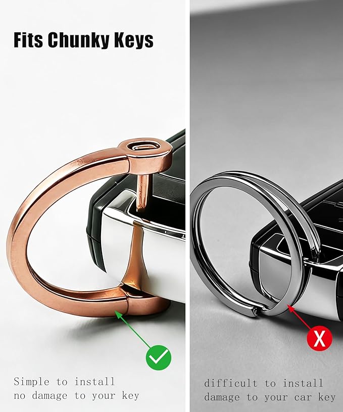 Metal Keychain Clip with Key Rings and D Ring, Heavy Duty Carabiner Key Chain Hook Holder for Car Home Keys