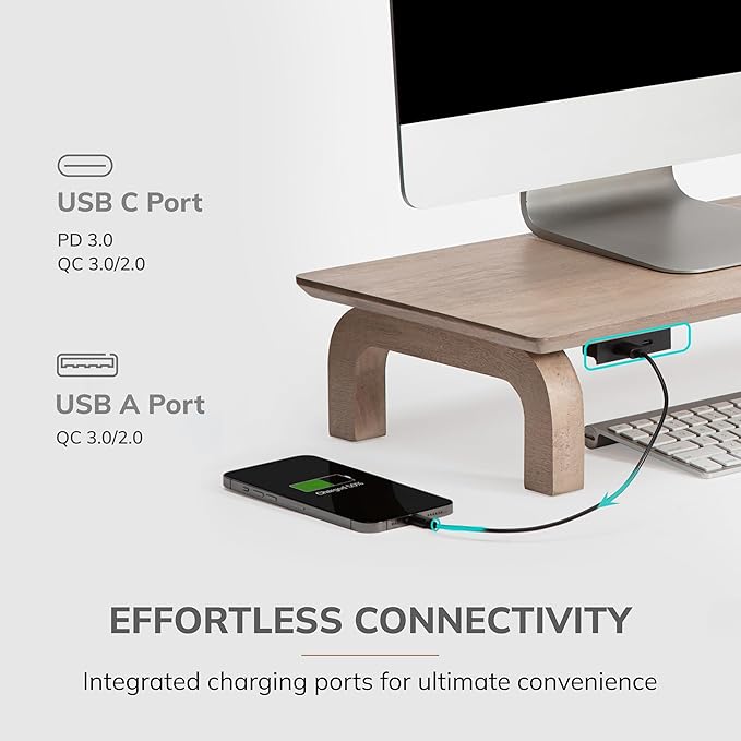 Anji Mountain Monitor Stand - Desktop Organizer & Laptop Riser, Ergonomic Monitor Riser, Space-Saving Monitor Stand for Desk, Durable Construction, Easy Assembly, Ideal for Home & Office,Biscotti