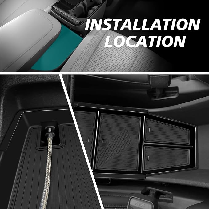 BestEvMod for 2026 2025+ Ioniq 5 Lower Center Console Organizer Tray Storage Box Interior Accessories with Rubber Black Trim Compatible with Hyundai Ioniq 5 2026 2025
