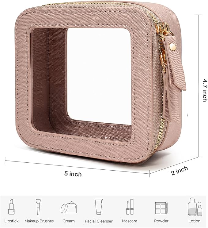 Travel Clear Makeup Bag Set, TSA Approved Cosmetic Bag Case with Zipper Portable Makeup Pouch Toiletry Bag Traveling Cosmetic Organizer Storage Bag Car Organizer Car Essentials