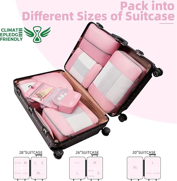 BAGAIL 6 Set/8 Set/10 Set Packing Cubes Various Sizes Packing Organizer for Travel Accessories Luggage Carry On Suitcase