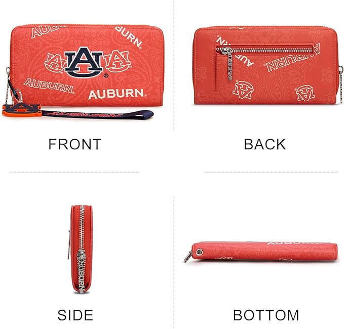 Auburn Wristlet Purse for Women - NCAA Official Licensed, Auburn Team Logo Wallet with RFID Blocking, Clutch Purse for Gifts, Game Day, Travel | Orange, NC-AU011OR