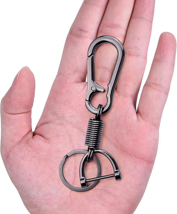 Wisdompro 2 Pack Keychain, Heavy Duty Zinc Alloy Key FOB Keychain Car Key Chain Holder with Anti-lost D-ring, Key Ring and Screwdriver for Men and Women - Black and Silver