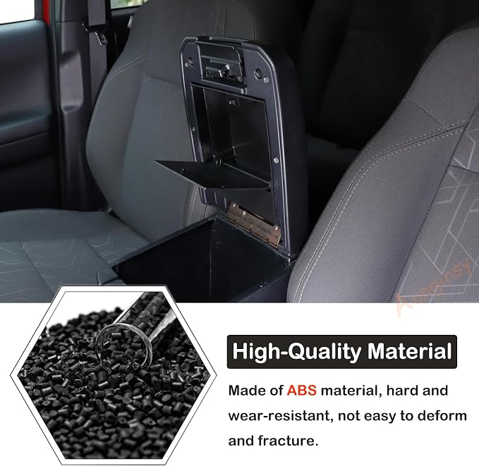 Upgrade Armrest Hidden Storage Box Compatible with Toyota Tacoma 2016-2023 Center Console Handrail Privacy Storage Box Organizer Tray Armrest Storage Box Container Insert Pallet Manager Accessories