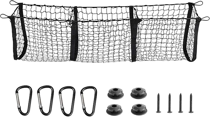 BAILALIBO Cargo Net Stretchable, Adjustable Elastic Trunk Mesh Nets with Metal Hook Universal for SUV, Trucks,Pickup, Car Exterior Accessories for Secure Storage (43.5x11.8 inch)
