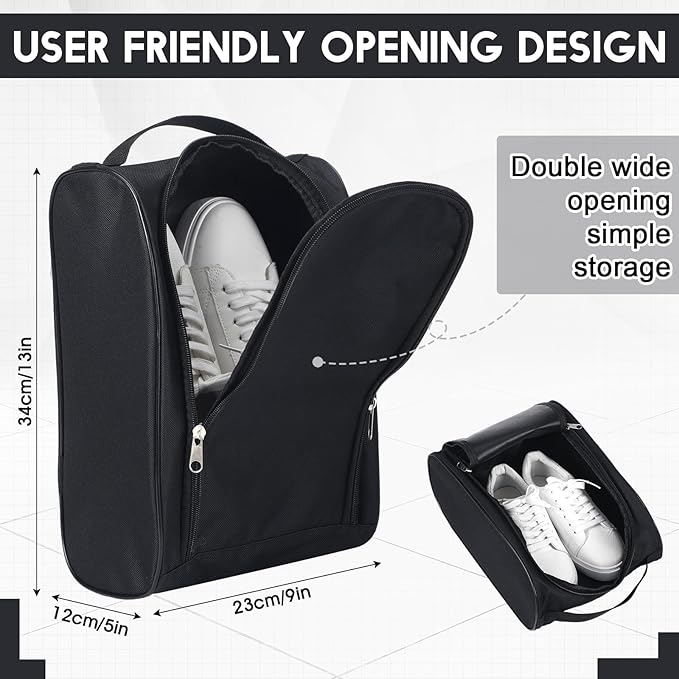 2 Pcs Smell Proof Shoe Bags for Travel Cleat Bags for Sports Double Layer Cleat Bag Foldable Waterproof Travel Organizer with Handle Zipper Golf Soccer Pouch for Multiple Shoes